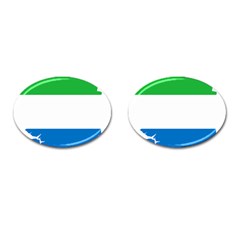 Sierra Leone Flag Map Geography Cufflinks (oval) by Sapixe