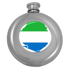 Sierra Leone Flag Map Geography Round Hip Flask (5 Oz) by Sapixe