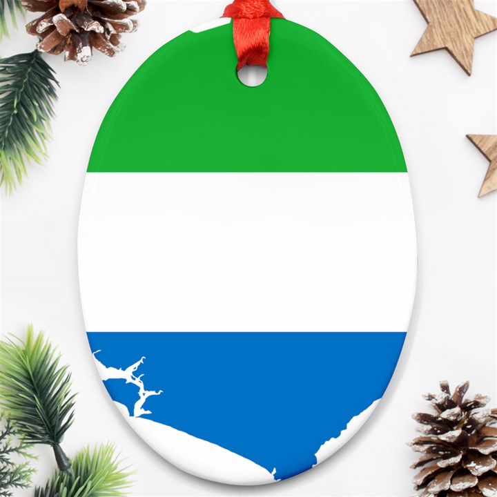 Sierra Leone Flag Map Geography Oval Ornament (Two Sides)