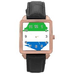 Sierra Leone Flag Map Geography Rose Gold Leather Watch  by Sapixe