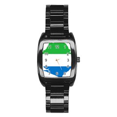 Sierra Leone Flag Map Geography Stainless Steel Barrel Watch by Sapixe