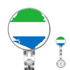 Sierra Leone Flag Map Geography Stainless Steel Nurses Watch by Sapixe