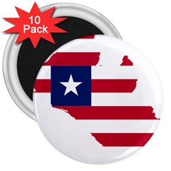 Liberia Flag Map Geography Outline 3  Magnets (10 Pack)  by Sapixe