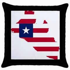 Liberia Flag Map Geography Outline Throw Pillow Case (black) by Sapixe