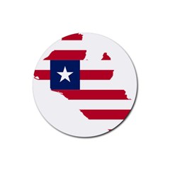 Liberia Flag Map Geography Outline Rubber Round Coaster (4 Pack)  by Sapixe