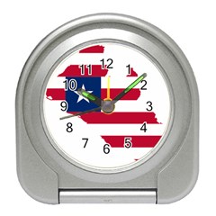 Liberia Flag Map Geography Outline Travel Alarm Clock by Sapixe