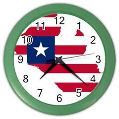 Liberia Flag Map Geography Outline Color Wall Clock by Sapixe