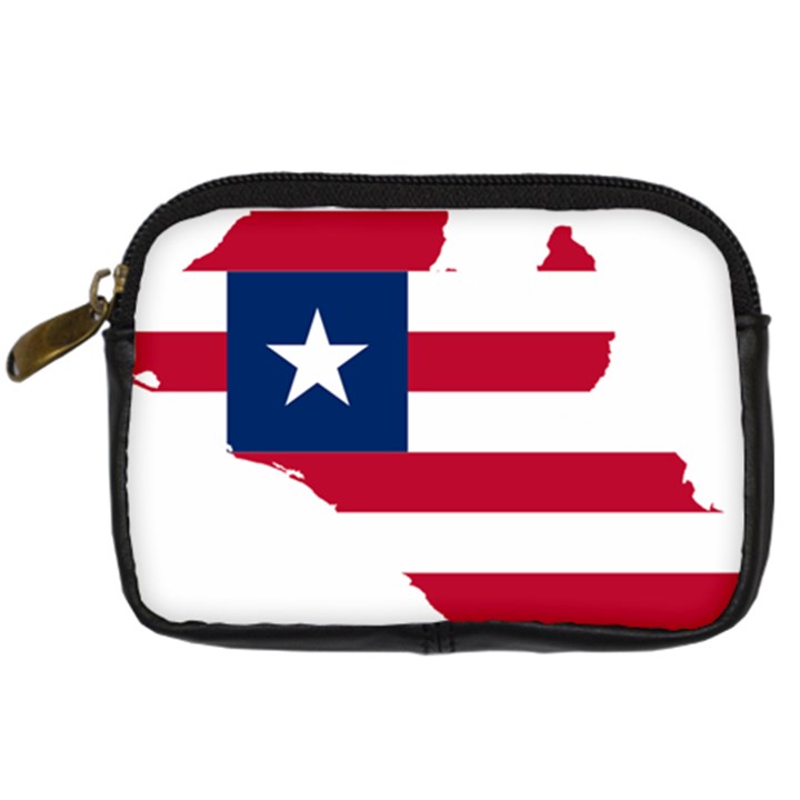 Liberia Flag Map Geography Outline Digital Camera Leather Case