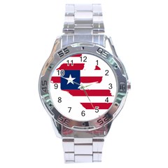 Liberia Flag Map Geography Outline Stainless Steel Analogue Watch by Sapixe