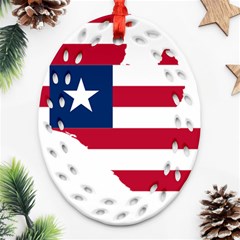 Liberia Flag Map Geography Outline Ornament (oval Filigree) by Sapixe