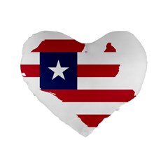 Liberia Flag Map Geography Outline Standard 16  Premium Heart Shape Cushions by Sapixe