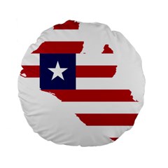 Liberia Flag Map Geography Outline Standard 15  Premium Flano Round Cushions by Sapixe