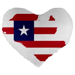 Liberia Flag Map Geography Outline Large 19  Premium Flano Heart Shape Cushions by Sapixe