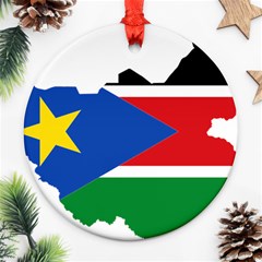 South Sudan Flag Map Geography Ornament (round) by Sapixe