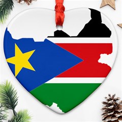 South Sudan Flag Map Geography Ornament (heart) by Sapixe