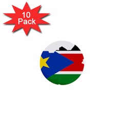 South Sudan Flag Map Geography 1  Mini Buttons (10 Pack)  by Sapixe