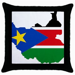 South Sudan Flag Map Geography Throw Pillow Case (black) by Sapixe