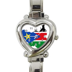 South Sudan Flag Map Geography Heart Italian Charm Watch by Sapixe