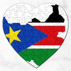 South Sudan Flag Map Geography Jigsaw Puzzle (heart) by Sapixe