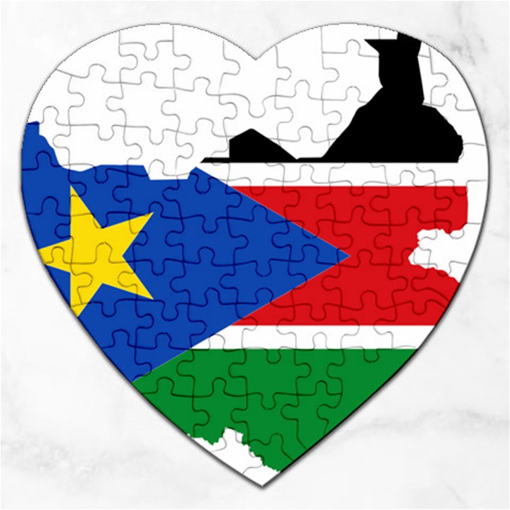 South Sudan Flag Map Geography Jigsaw Puzzle (Heart)