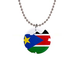 South Sudan Flag Map Geography 1  Button Necklace by Sapixe