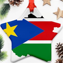 South Sudan Flag Map Geography Star Ornament (two Sides) by Sapixe