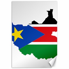 South Sudan Flag Map Geography Canvas 12  X 18  by Sapixe