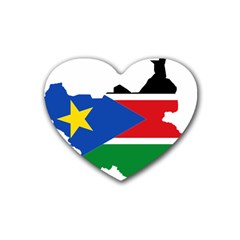 South Sudan Flag Map Geography Rubber Coaster (heart)  by Sapixe