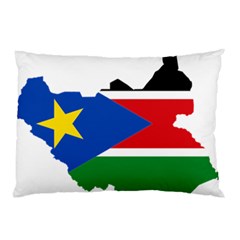 South Sudan Flag Map Geography Pillow Case by Sapixe