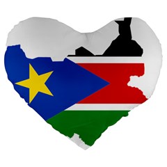 South Sudan Flag Map Geography Large 19  Premium Flano Heart Shape Cushions by Sapixe