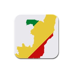 Congo Flag Map Geography Outline Rubber Square Coaster (4 Pack)  by Sapixe