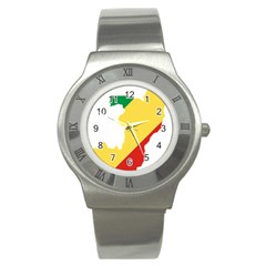 Congo Flag Map Geography Outline Stainless Steel Watch by Sapixe