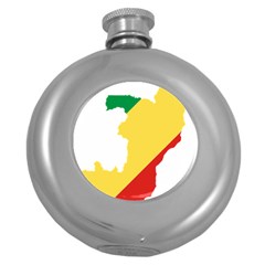 Congo Flag Map Geography Outline Round Hip Flask (5 Oz) by Sapixe