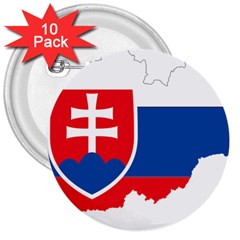 Slovakia Country Europe Flag 3  Buttons (10 Pack)  by Sapixe