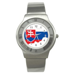 Slovakia Country Europe Flag Stainless Steel Watch by Sapixe