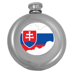 Slovakia Country Europe Flag Round Hip Flask (5 Oz) by Sapixe