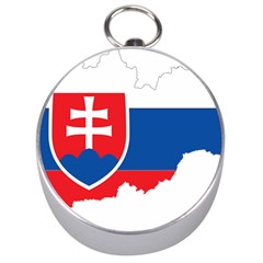 Slovakia Country Europe Flag Silver Compasses by Sapixe