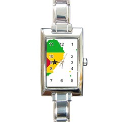 Sao Tome Principe Flag Map Rectangle Italian Charm Watch by Sapixe