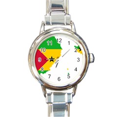 Sao Tome Principe Flag Map Round Italian Charm Watch by Sapixe