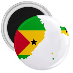 Sao Tome Principe Flag Map 3  Magnets by Sapixe