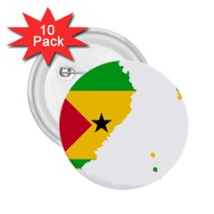 Sao Tome Principe Flag Map 2 25  Buttons (10 Pack)  by Sapixe