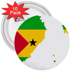 Sao Tome Principe Flag Map 3  Buttons (10 Pack)  by Sapixe