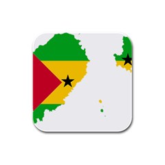 Sao Tome Principe Flag Map Rubber Square Coaster (4 Pack)  by Sapixe