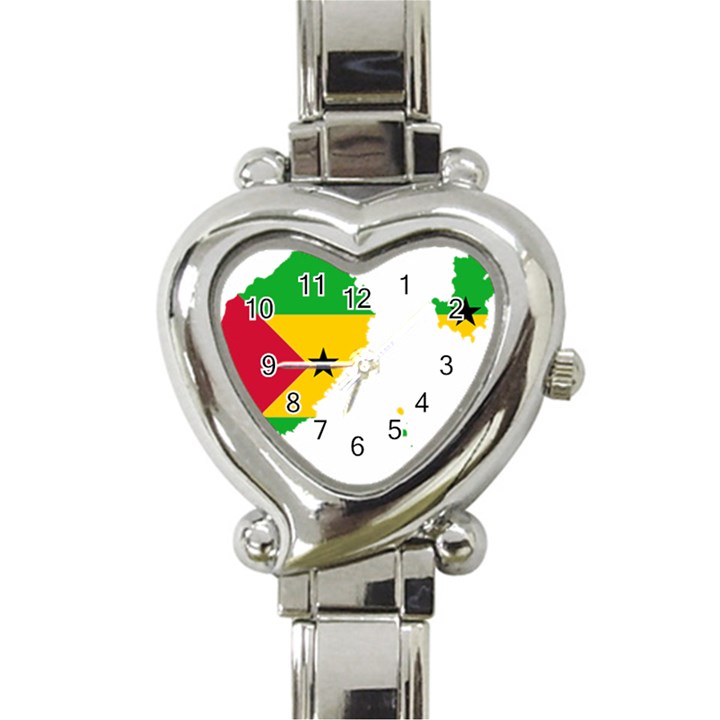 Sao Tome Principe Flag Map Heart Italian Charm Watch