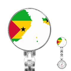 Sao Tome Principe Flag Map Stainless Steel Nurses Watch by Sapixe