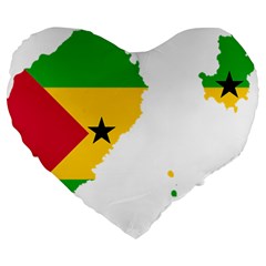 Sao Tome Principe Flag Map Large 19  Premium Flano Heart Shape Cushions by Sapixe