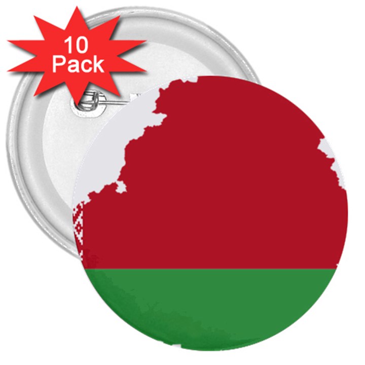 Belarus Country Europe Flag 3  Buttons (10 pack) 