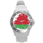 Belarus Country Europe Flag Round Plastic Sport Watch (L) Front