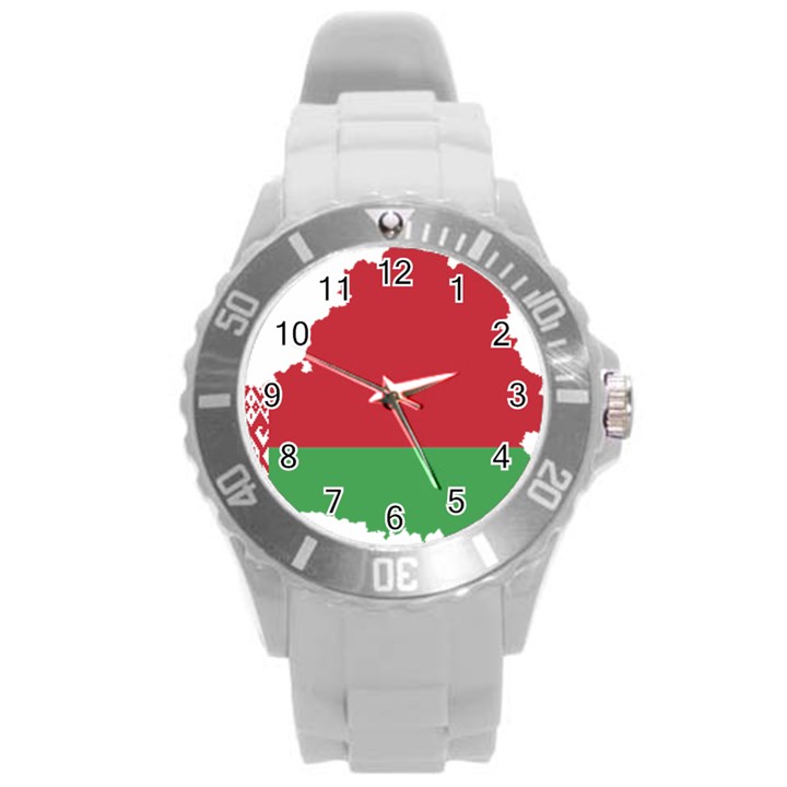 Belarus Country Europe Flag Round Plastic Sport Watch (L)