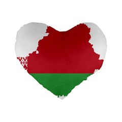 Belarus Country Europe Flag Standard 16  Premium Flano Heart Shape Cushions by Sapixe